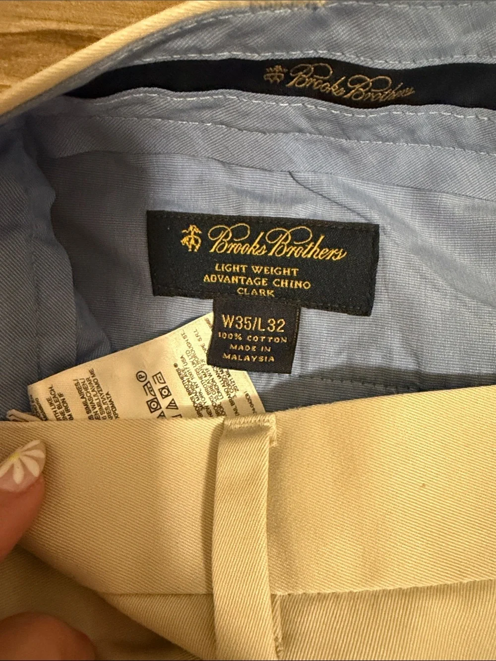 Brooks Brothers Pants Mens 35x32 Light Khaki Advantage Chino Clark Lightweight